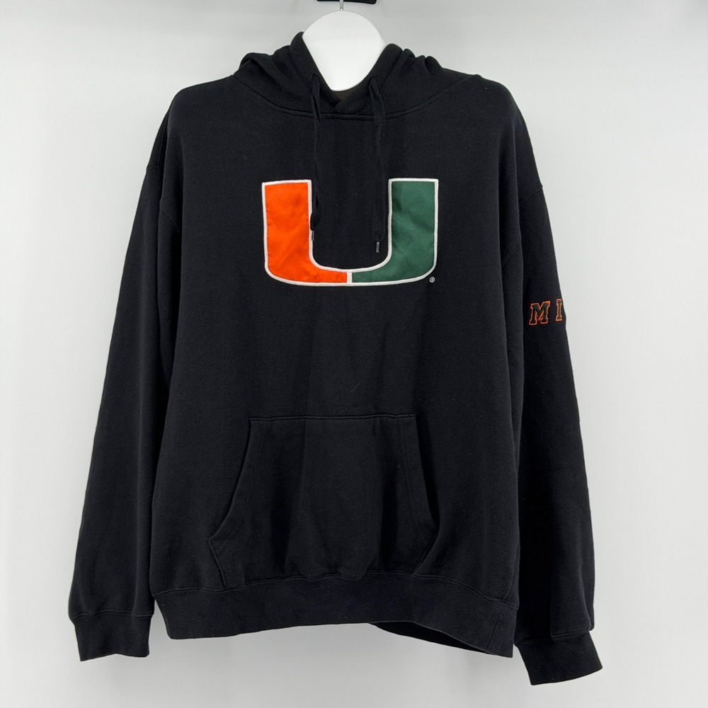 Stadium Athletics Miami Hurricanes Hoodie Mens XL Black NCAA Pullover Fleece